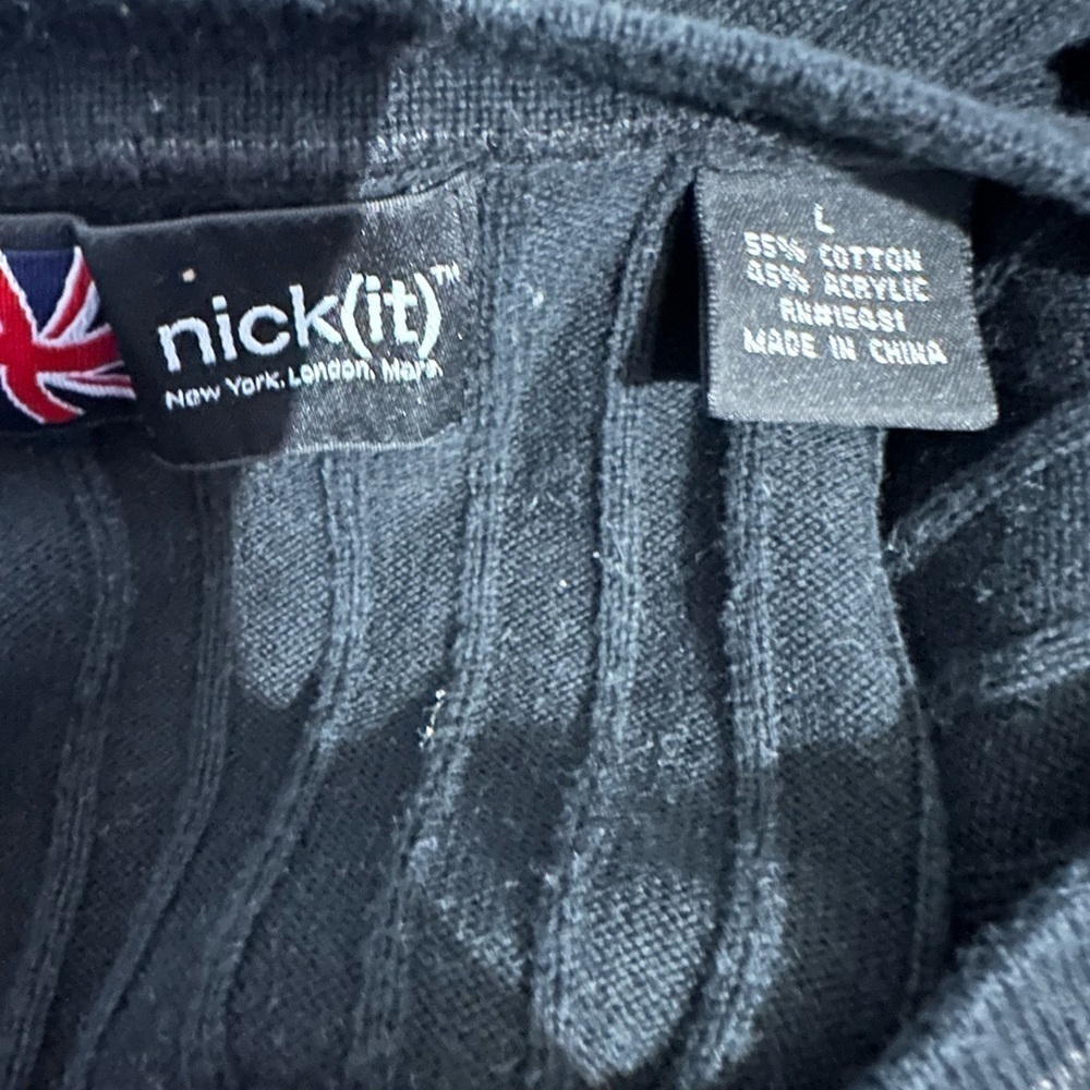 Nick(it) Classic Black V Neck Sweater size Large - Picture 4 of 4